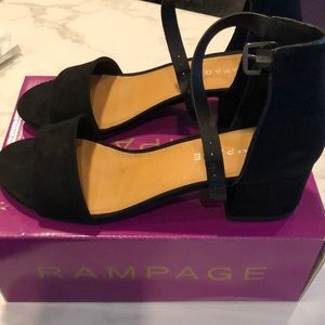 Rampage black strappy sandal with block heel